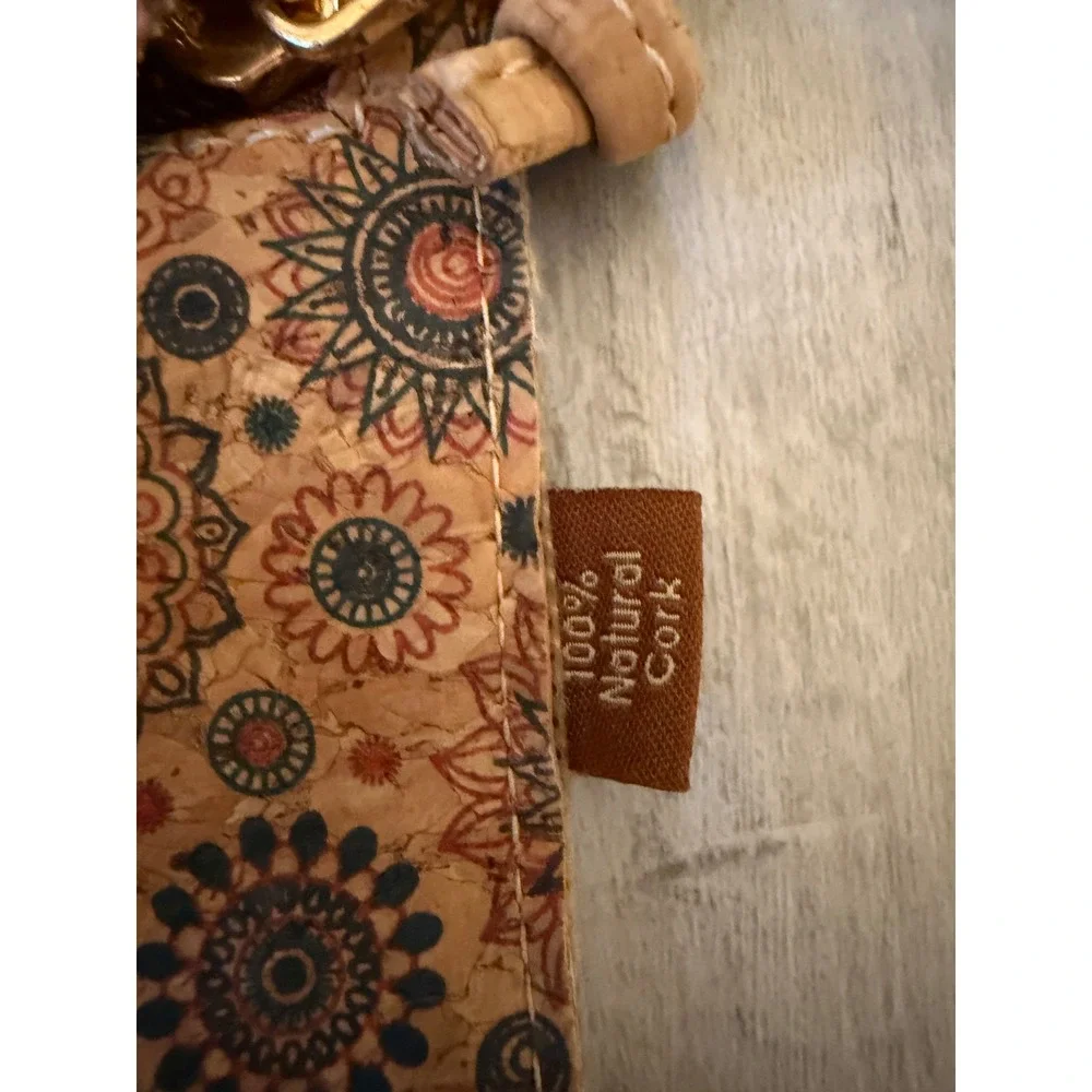 Natural Cork Mandala Print Crossbody Phone Bag Boho Festival Pouch